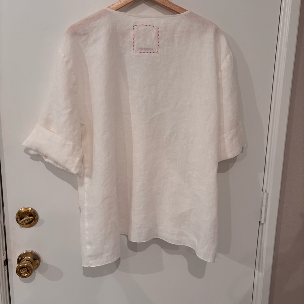 4 Love And Liberty Johnny Was Linen Crochet Embroidered Wrap Style Top Size M - Picture 2 of 16